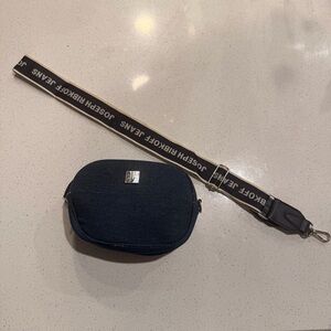 Joseph Ribkoff Dark Denim Camera Bag Mini Crossbody Belt Bag Y2K Logo Strap